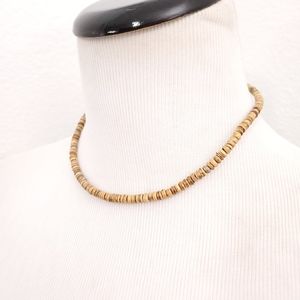 Tan Wood Beaded Necklace